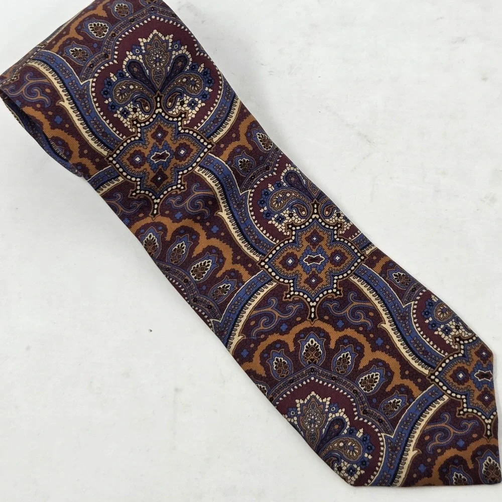 Paul Fredrick Necktie Men's Paisley 100% Silk Tie Multicolor Made in Italy